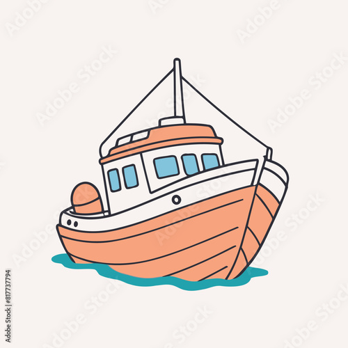 Cute Boat vector illustration for kids' adventure tales