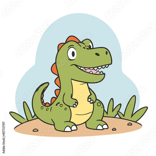 Cute Dino for young readers  picture book vector illustration