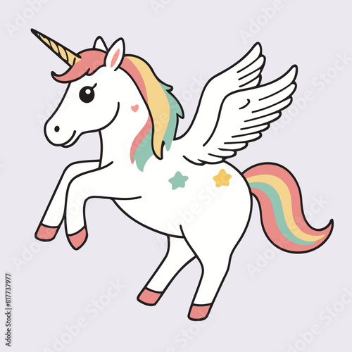 Cute vector illustration of a Unicorn for youngsters' imaginative stories