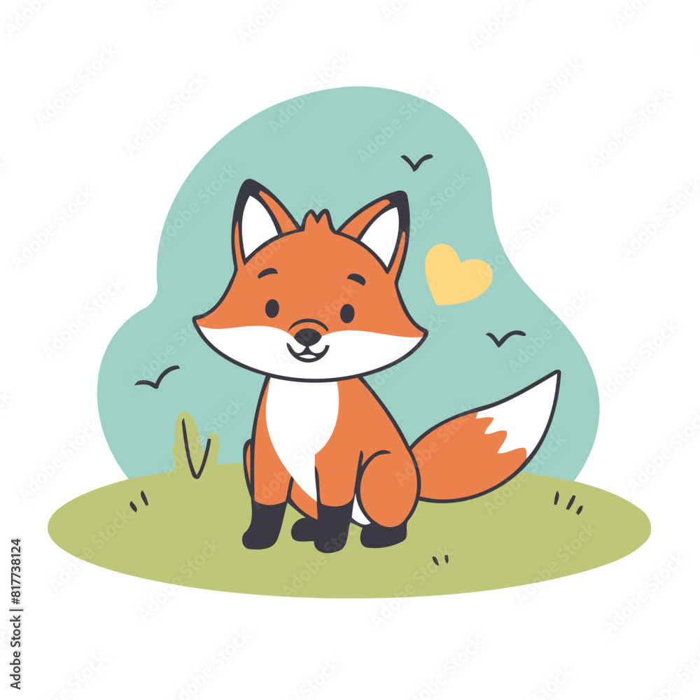 Obraz premium Cute vector illustration of a Fox for toddlers story books
