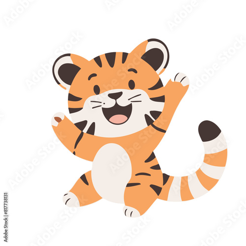 Cute vector illustration of a Tiger for youngsters' imaginative stories