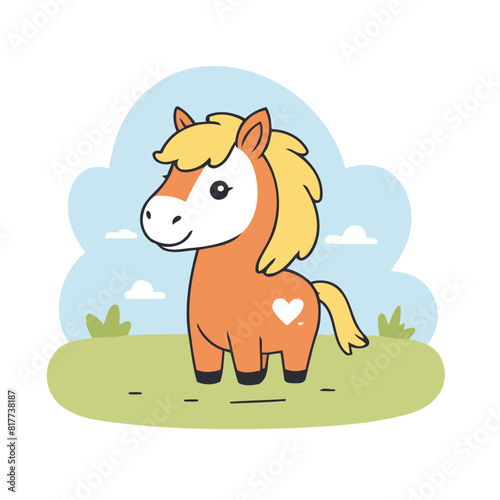 Cute vector illustration of a Horse for kids
