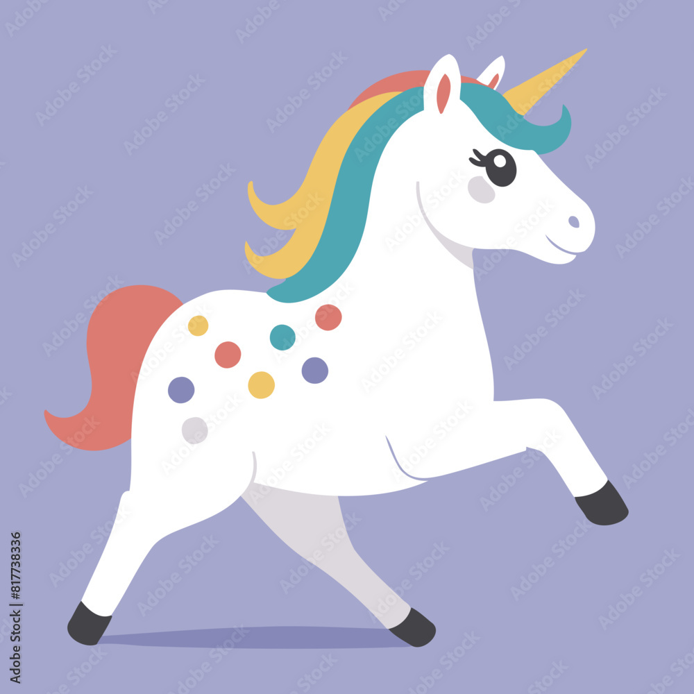 Fototapeta premium Cute vector illustration of a Unicorn for kids books