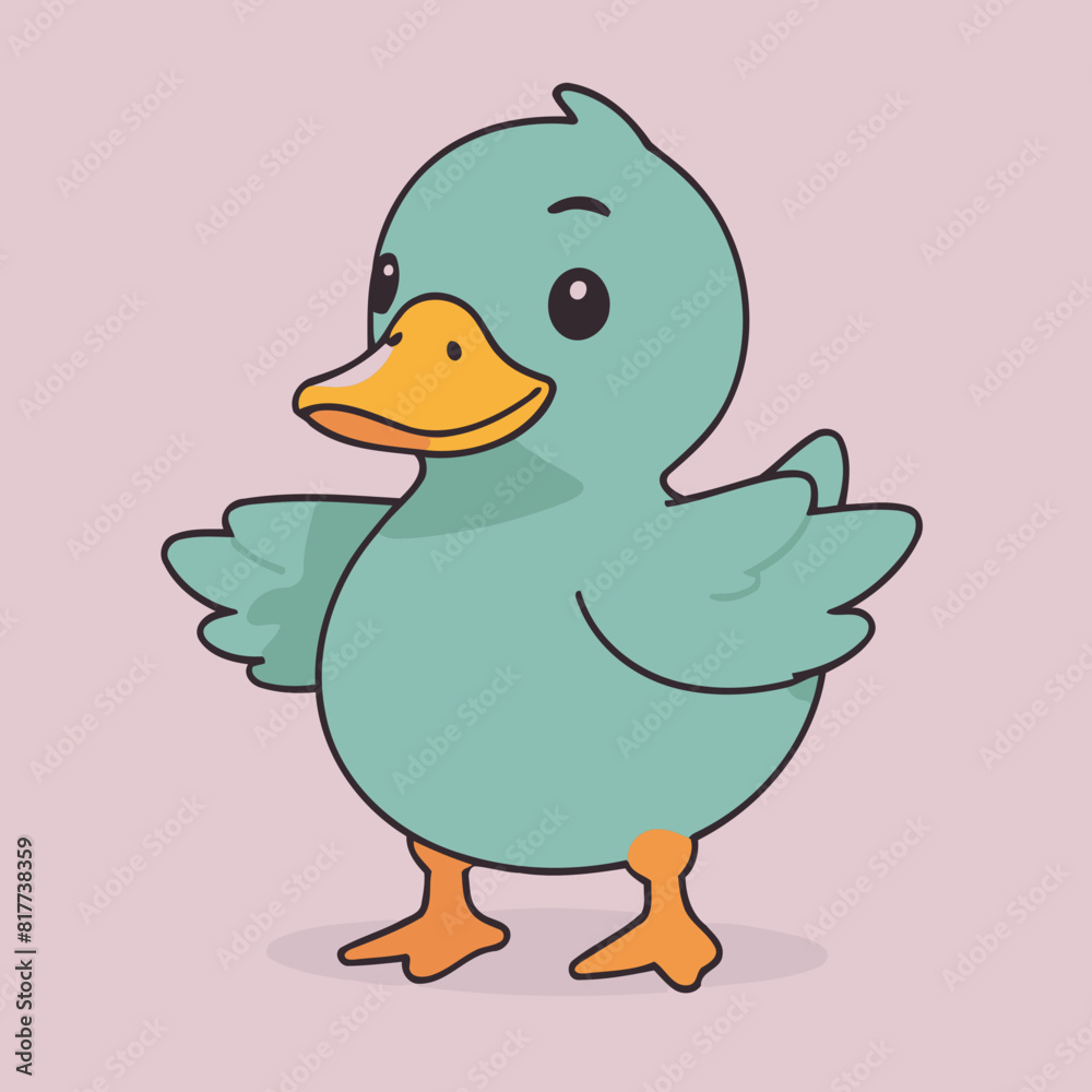 Fototapeta premium Vector illustration of a playful Duck for preschoolers' storytime