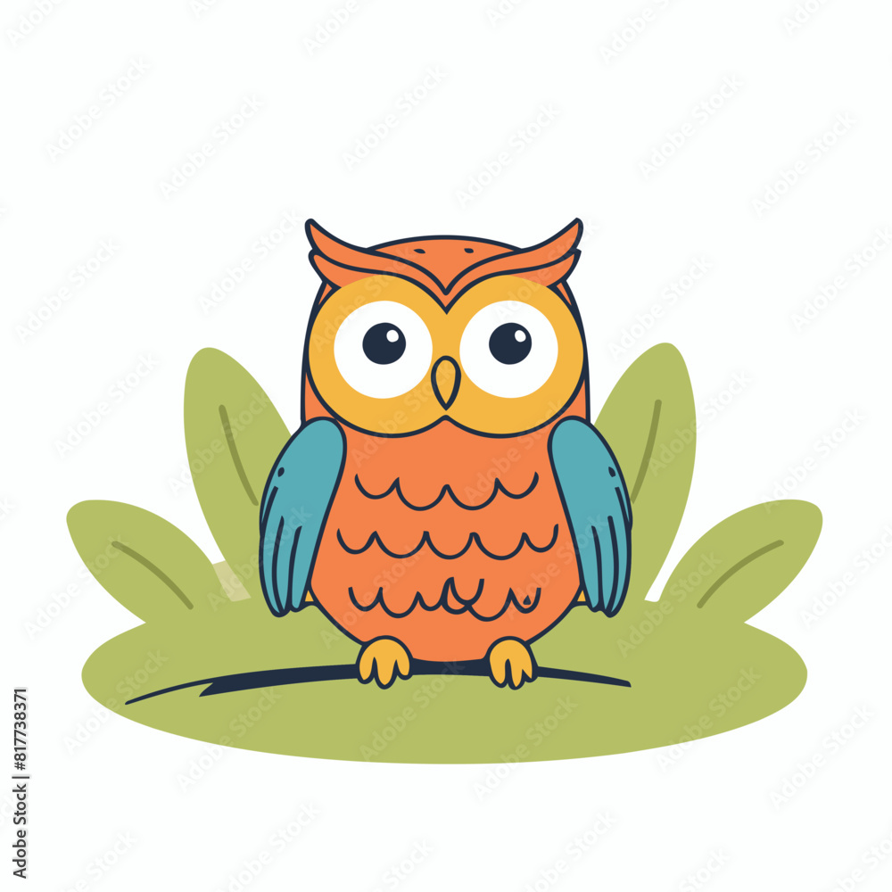 Fototapeta premium Cute Owl for early readers' adventure books vector illustration