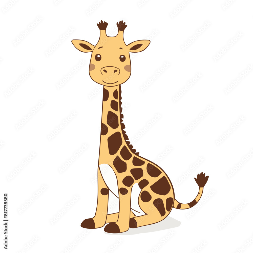 Fototapeta premium Cute vector illustration of a Giraffe for children book