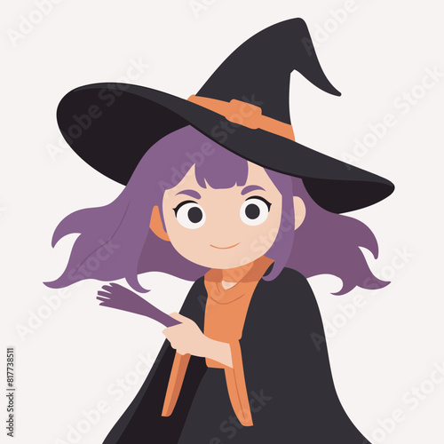 Vector illustration of a cute Witch for toddlers books © meastudios