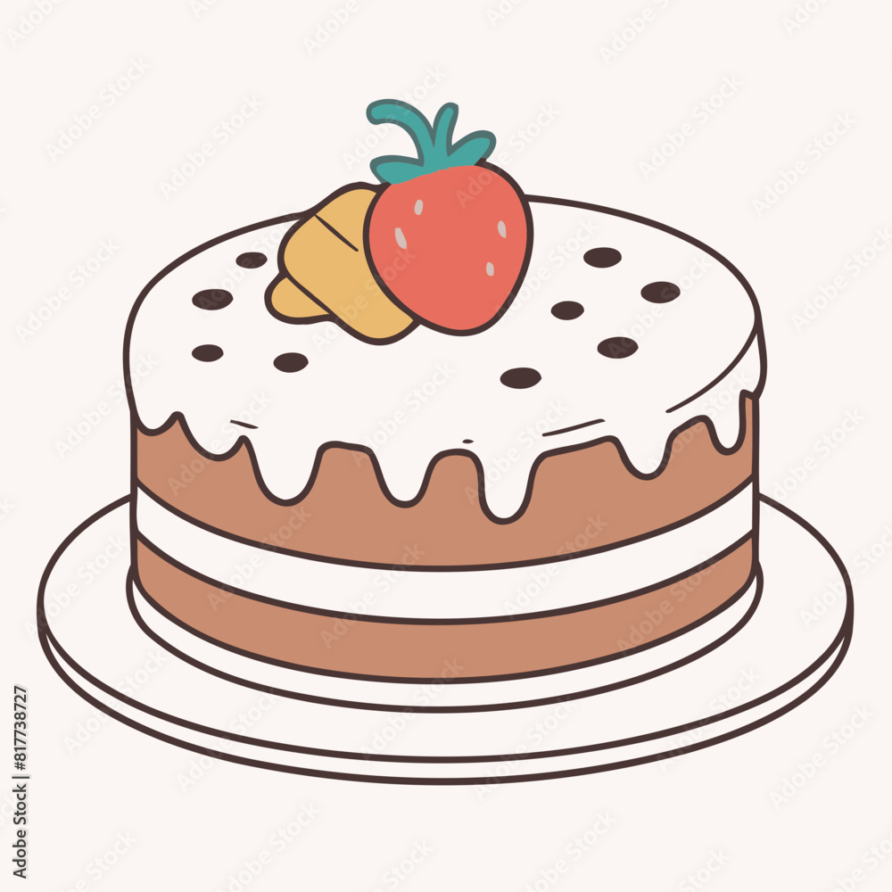 Cute Cake vector illustration for little ones' bedtime routines Cute Cake vector illustration for little ones' bedtime routines