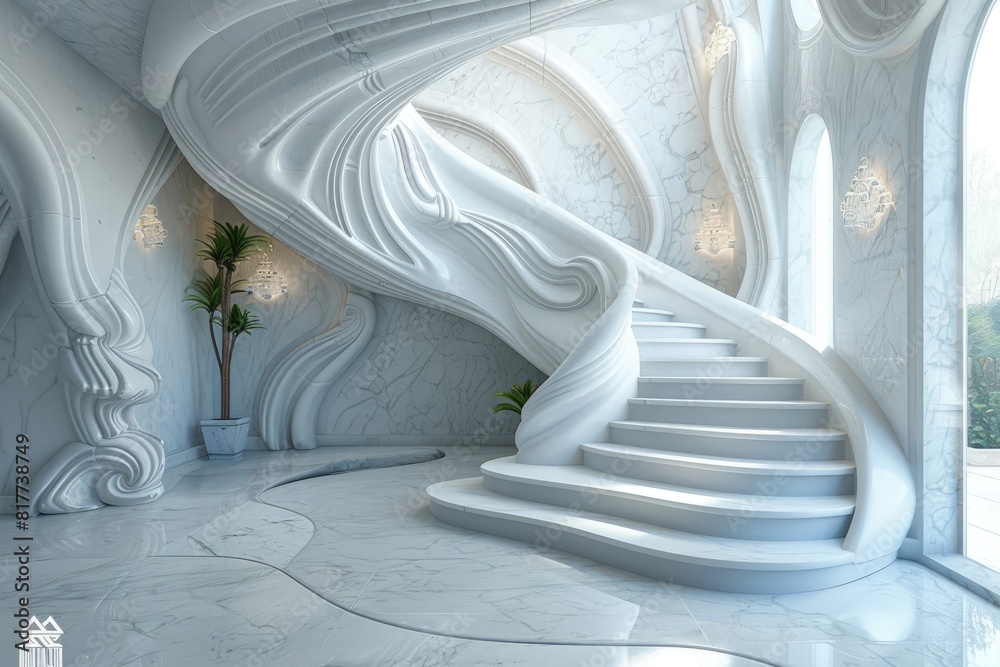 white modern stairs of a royal palace