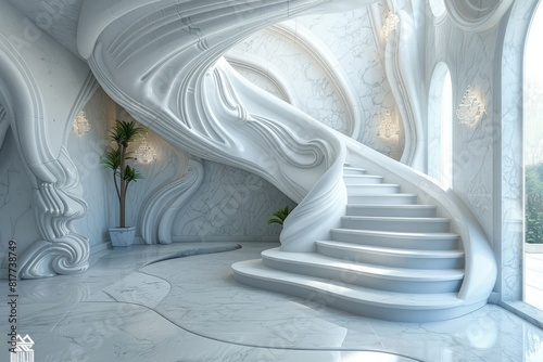 white modern stairs of a royal palace photo