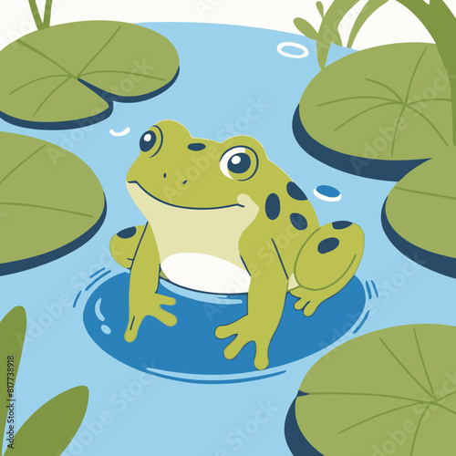 Cute vector illustration of a Frog for youngsters' picture books