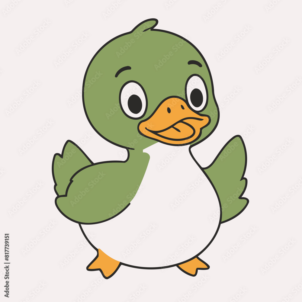 Fototapeta premium Cute Duck vector illustration for kids story book
