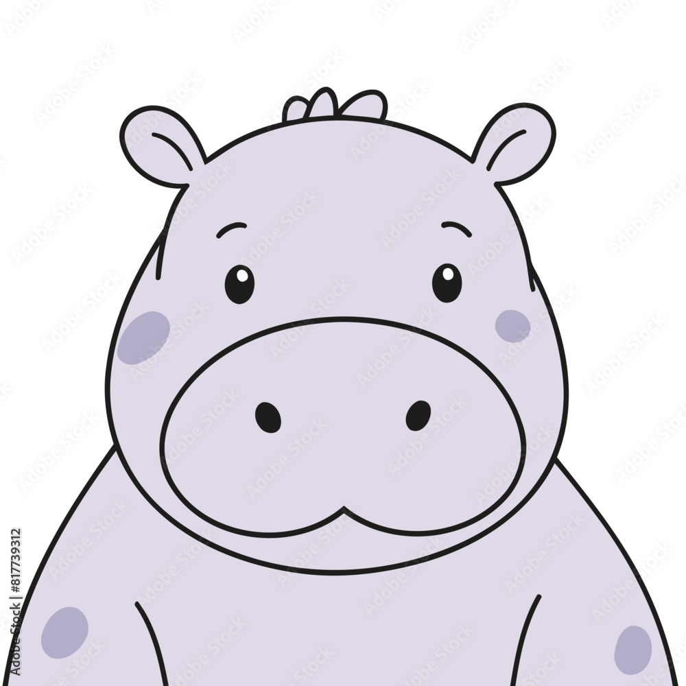 Cute vector illustration of a Hippo for early readers' delight Cute vector illustration of a Hippo for early readers' delight