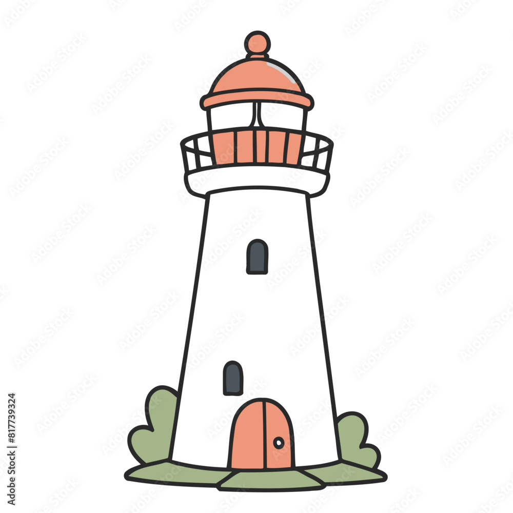 Cute vector illustration of a Lighthouse for kids' reading time Cute vector illustration of a Lighthouse for kids' reading time