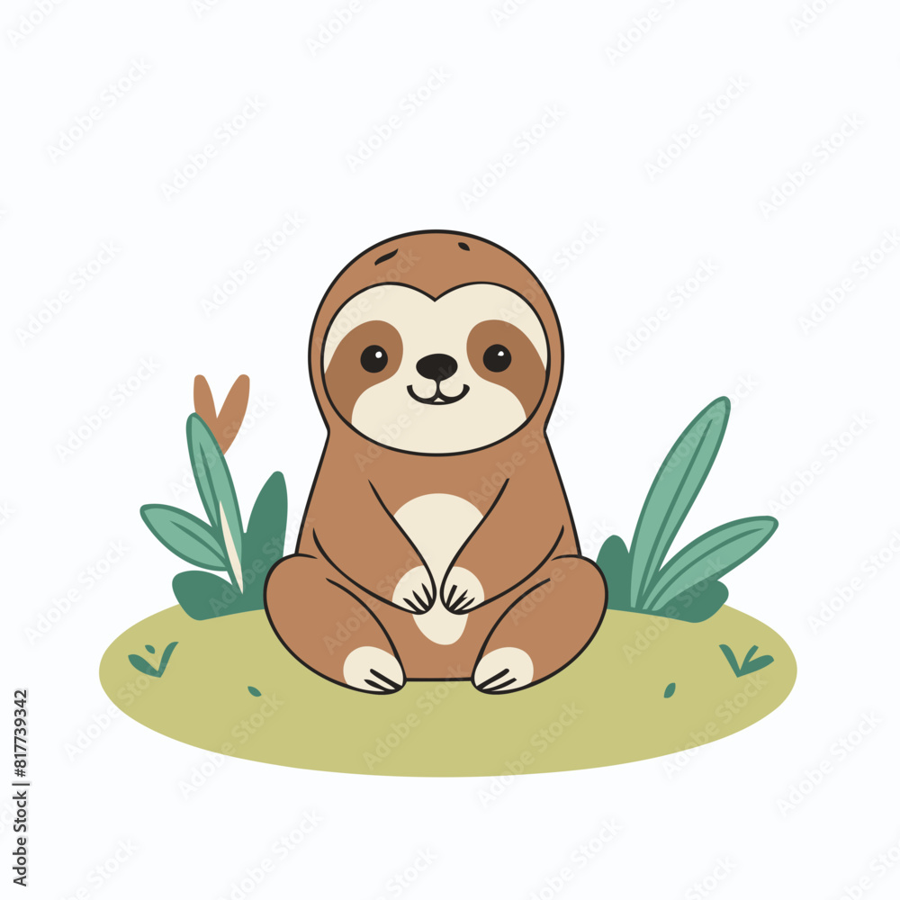 Cute Sloth vector illustration for preschoolers' learning moments Cute Sloth vector illustration for preschoolers' learning moments