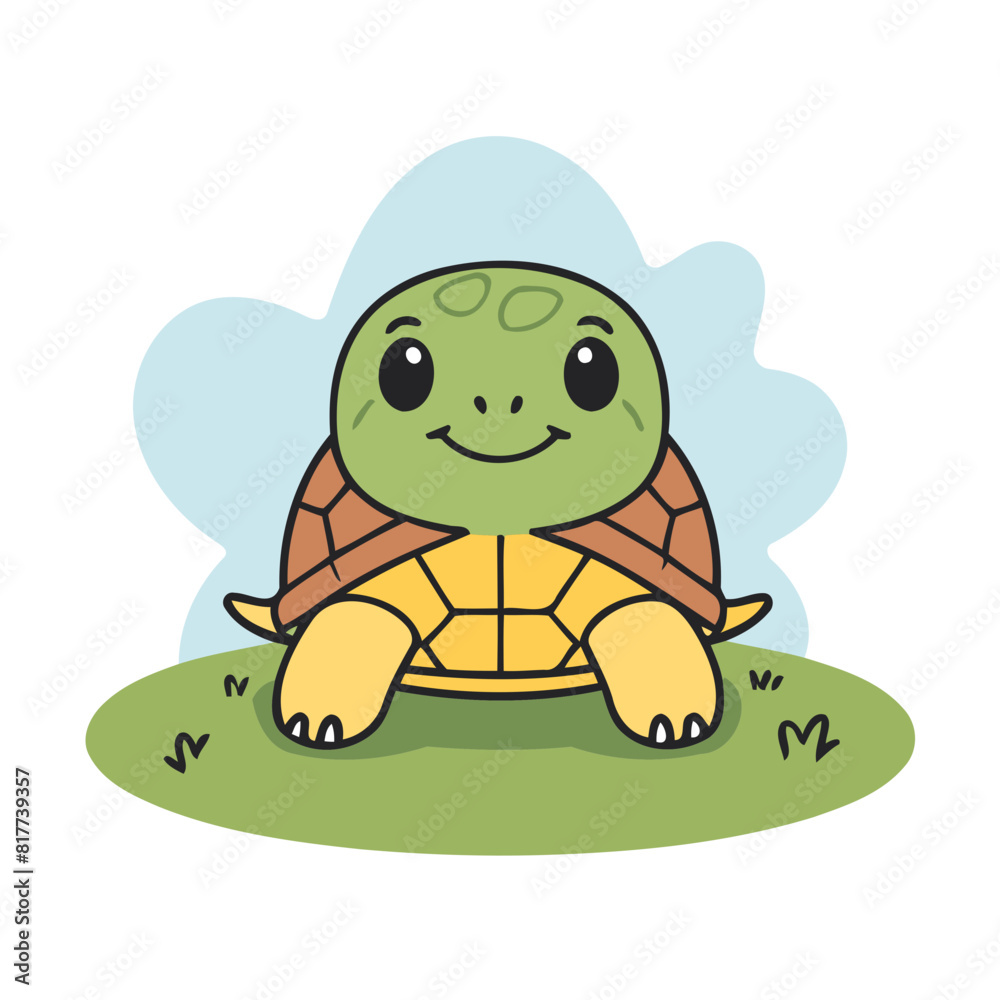 Fototapeta premium Vector illustration of a cute Turtle for toddlers story books