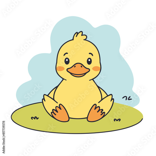 Cute vector illustration of a Duck for youngsters' picture books
