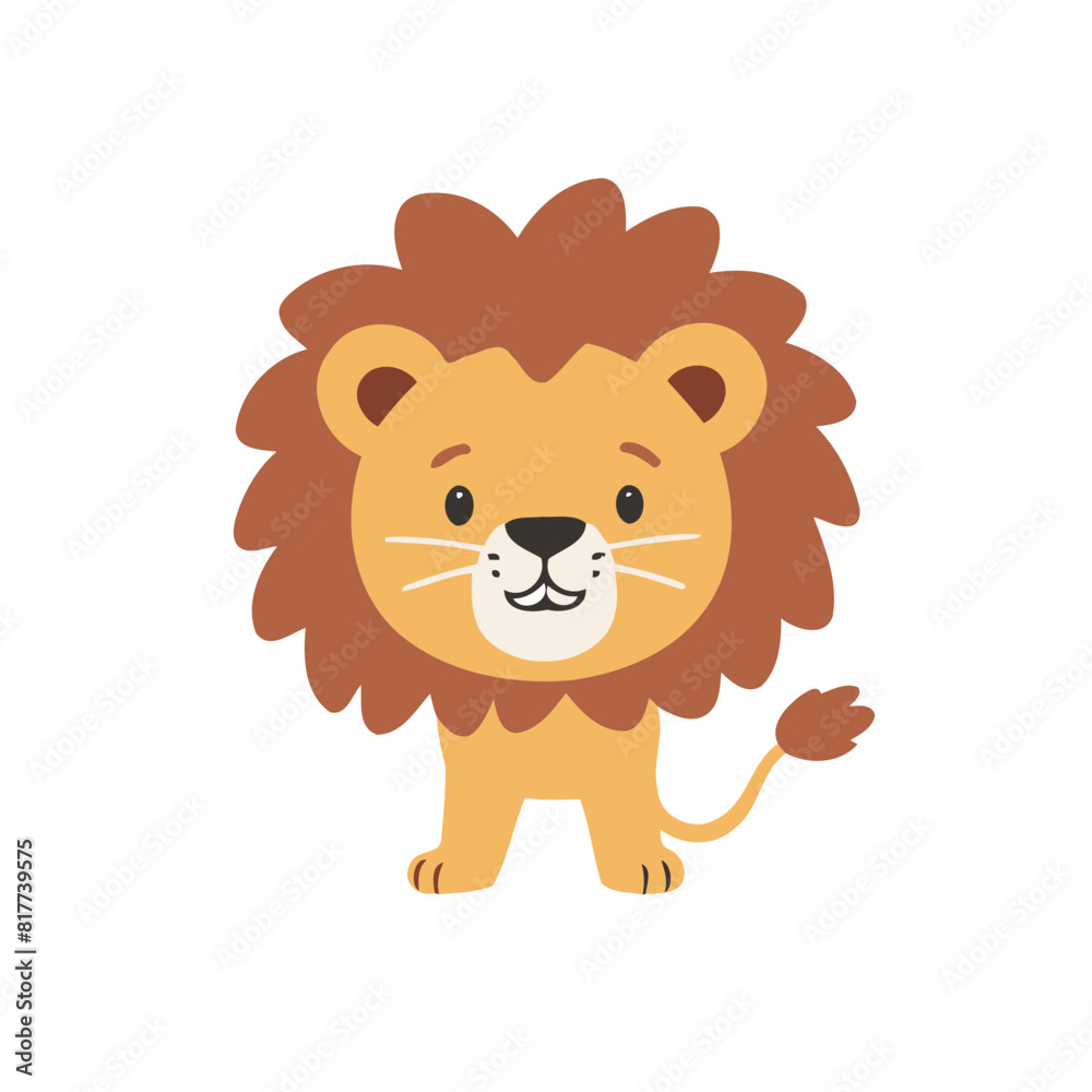 Vector illustration of a friendly Lion for little ones' joyful exploration Vector illustration of a friendly Lion for little ones' joyful exploration