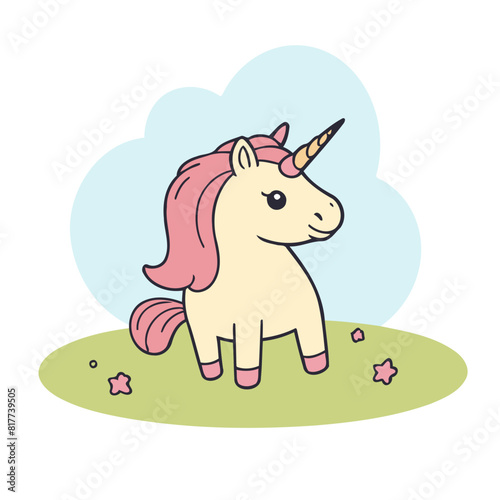 Vector illustration of a playful Unicorn for preschoolers' storytime