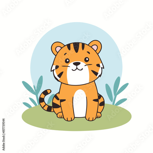 Vector illustration of a winsome Tiger for children's literature