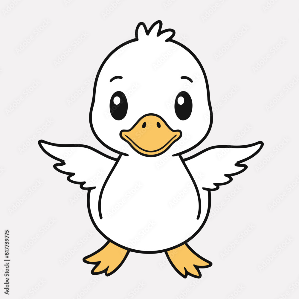 Cute Duckling for early readers' adventure books vector illustration