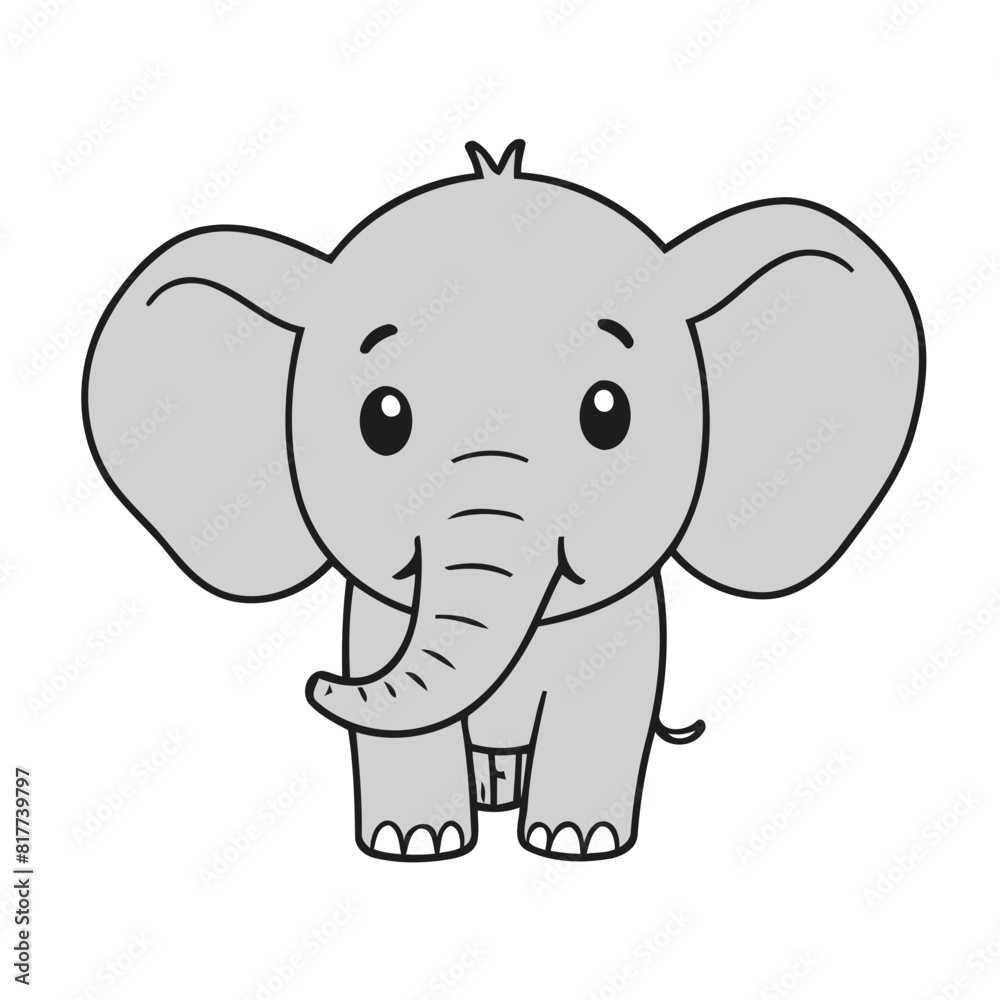 Vector illustration of a winsome Elephant for children's literature Vector illustration of a winsome Elephant for children's literature