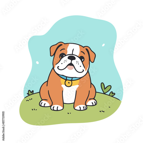 Cute vector illustration of a Bulldog for children s bedtime stories