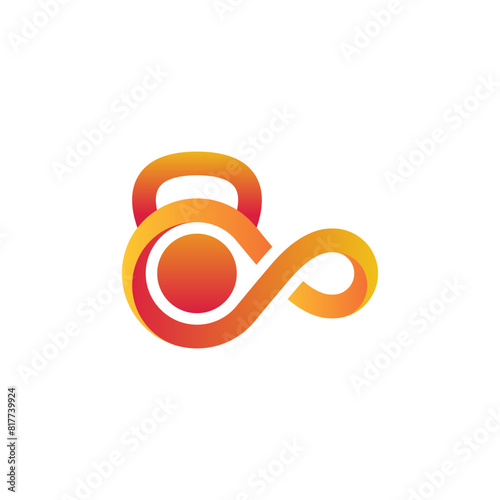 kettlebell and infinity accent for gym, fitness and sport logo design