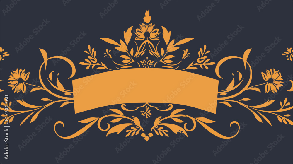 Silhouette border heraldic decorative with ribbon Vector