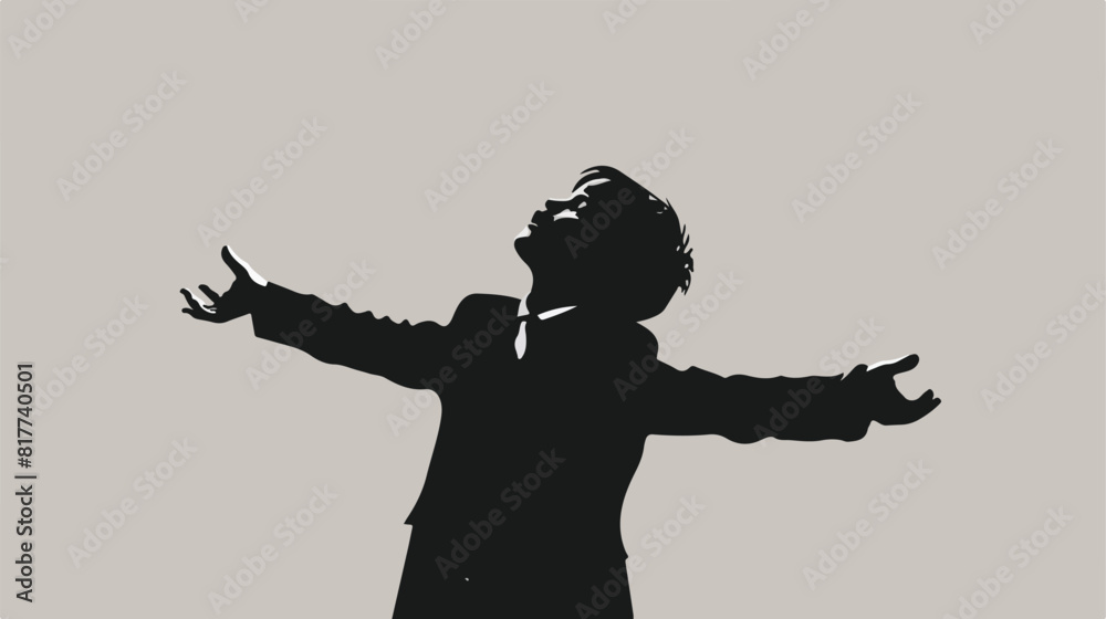 Silhouette boy with open arms and formal suit Vector