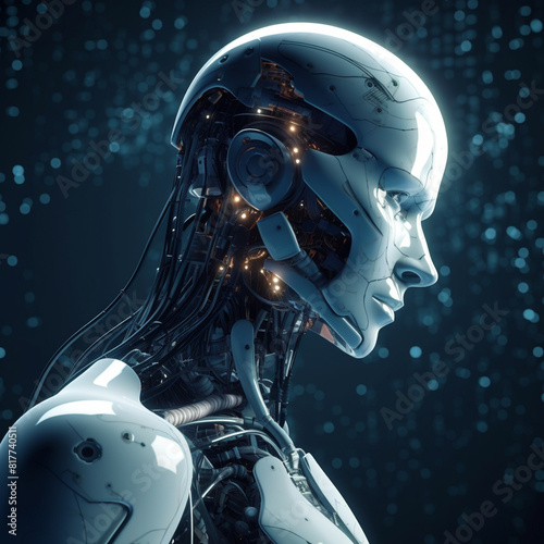 Portrait of a futuristic robot. AI Generated