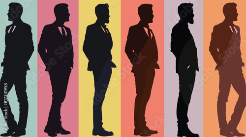 Silhouette color sections of man with van dyke beard photo