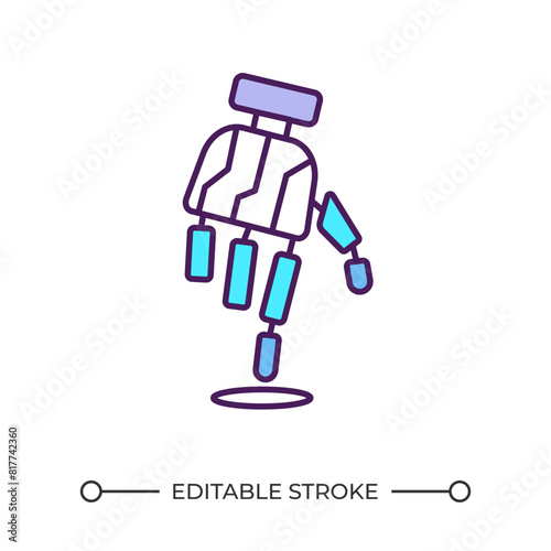 Bionic hand RGB color icon. Robotic hand touches water. Prosthetic implant. Human-like hand. Artificial limb. Isolated vector illustration. Simple filled line drawing. Editable stroke