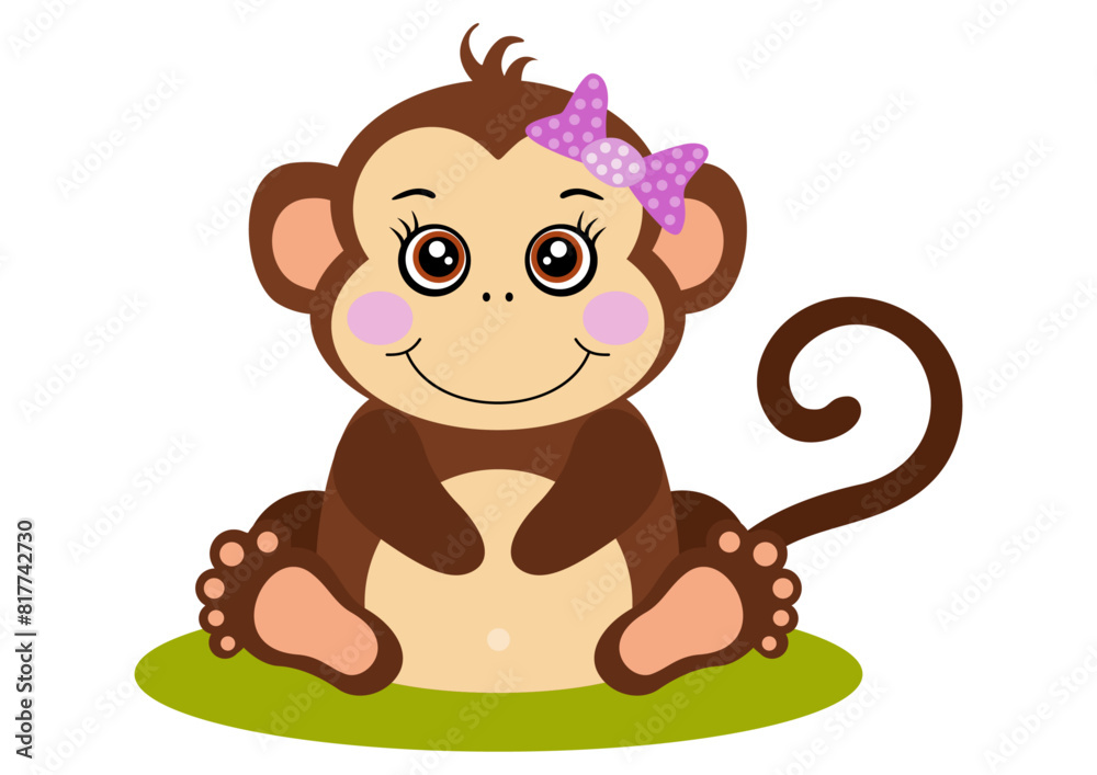 Cute little girl monkey sitting.cdr