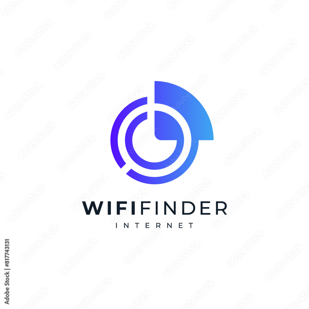shiny wifi signal and magnifying glass for internet, connection, search engine, technology and app logo design shiny wifi signal and magnifying glass for internet, connection, search engine, technology and app logo design