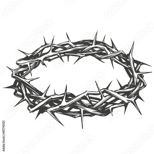 crown of thorns, easter religious symbol of Christianity hand drawn vector illustration sketch logo