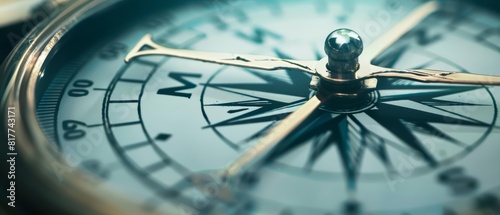 Wallpaper Mural Closeup of a compass with the needle pointing towards Success, high contrast, sharp focus, metallic details, representing direction and achievement Torontodigital.ca
