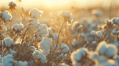 Beautiful cotton flowers on field closeup © Anas