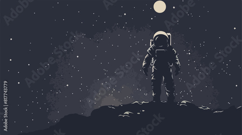 Silhouette of astronaut with spacesuit in the space V