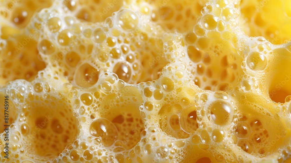 A yellow sponge being washed up close A yellow sponge being washed up close