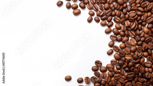 Coffee bean border with text space on white background  photo shot