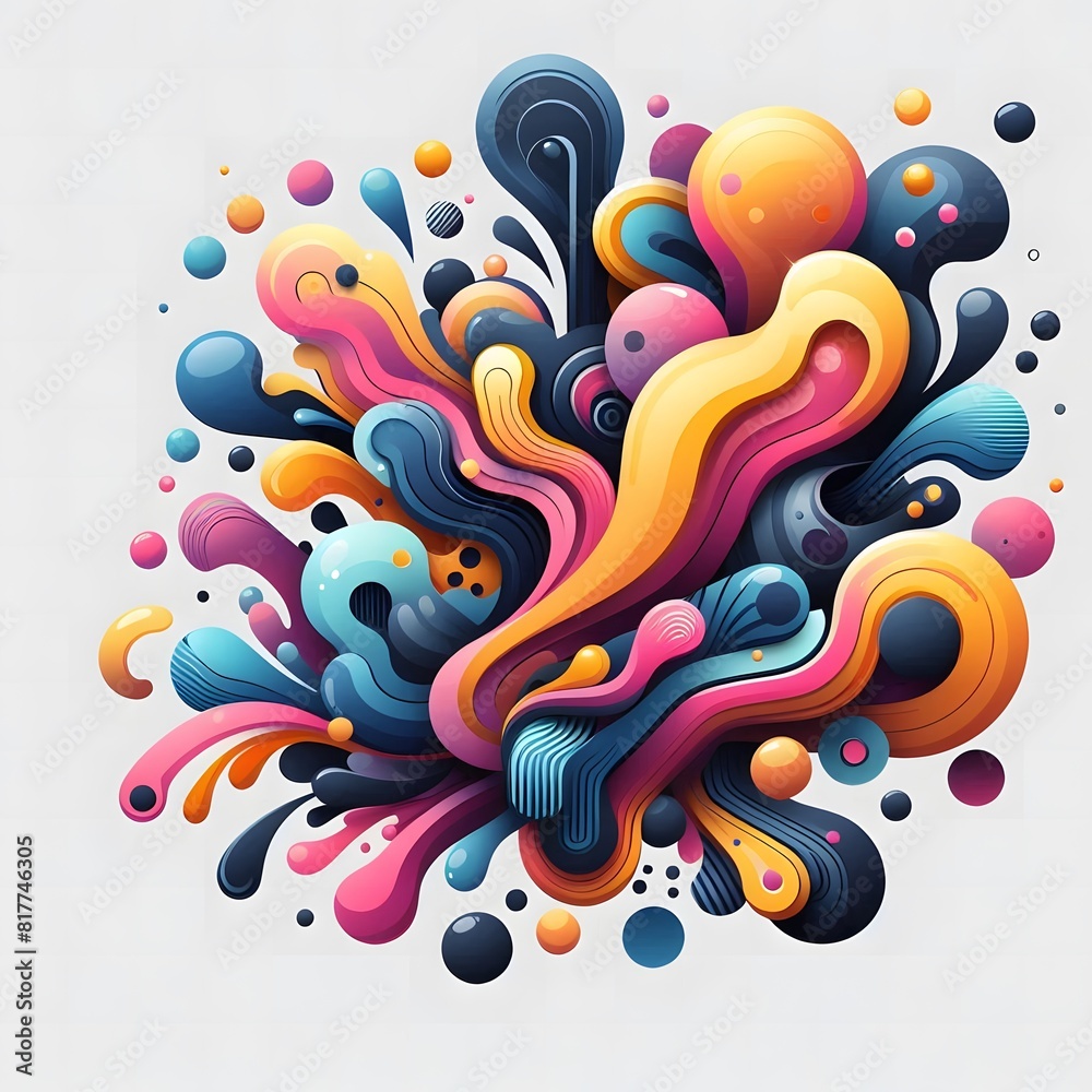 AI Generate of Colorful Fluid Liquid Shapes as Abstract Decoration or Abstract Banner