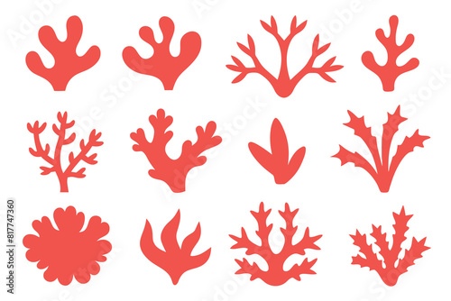 Set of coral Silhouette Design with white Background and Vector Illustration photo