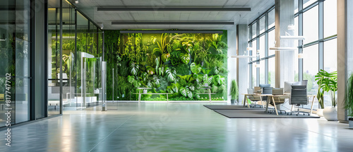 A moder green sustainable in office. Eco-Friendly open plan modern.