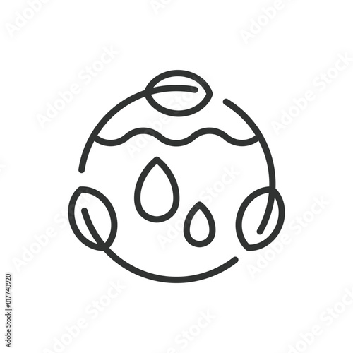 Save water, in line design. Water, save, conservation, droplet, eco, environment, resource on white background vector. Save water editable stroke icon.