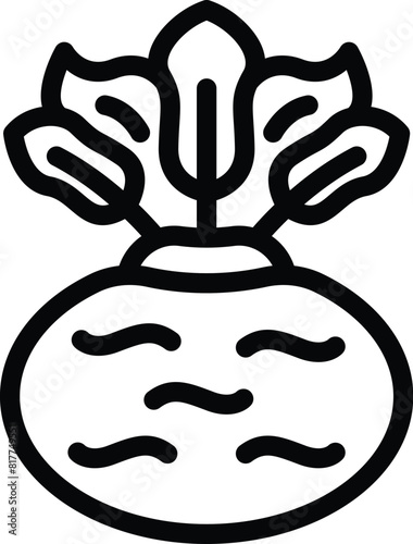 Bulb shaped kohlrabi icon outline vector. Crisp turnip vegetable. Crunchy veggie texture