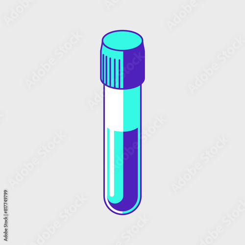Blood sample test tube isometric vector icon illustration