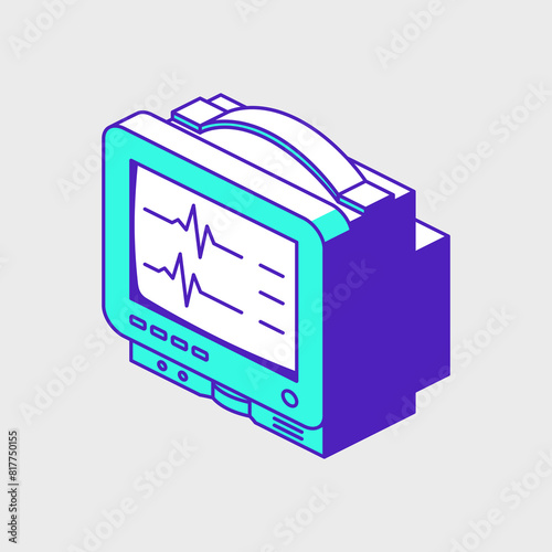 Heart monitor isometric vector icon illustration