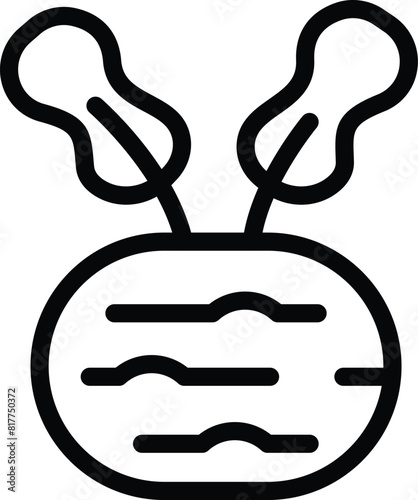Leafy stem kohlrabi icon outline vector. German turnip cabbage crop. Farming natural root vegetable