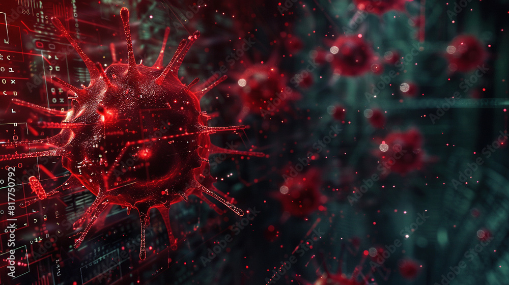Illustration of malware, technology background